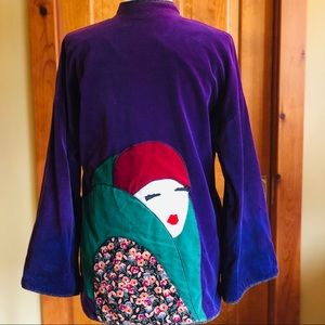 Velvet couture jacket w/ applique design.
